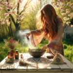 woman banishing negative energy with magick