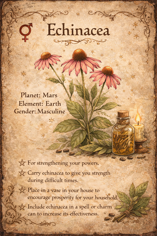 echinacea herb magical properties info - vintage