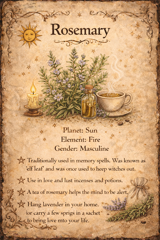rosemary magical properties info - vintage