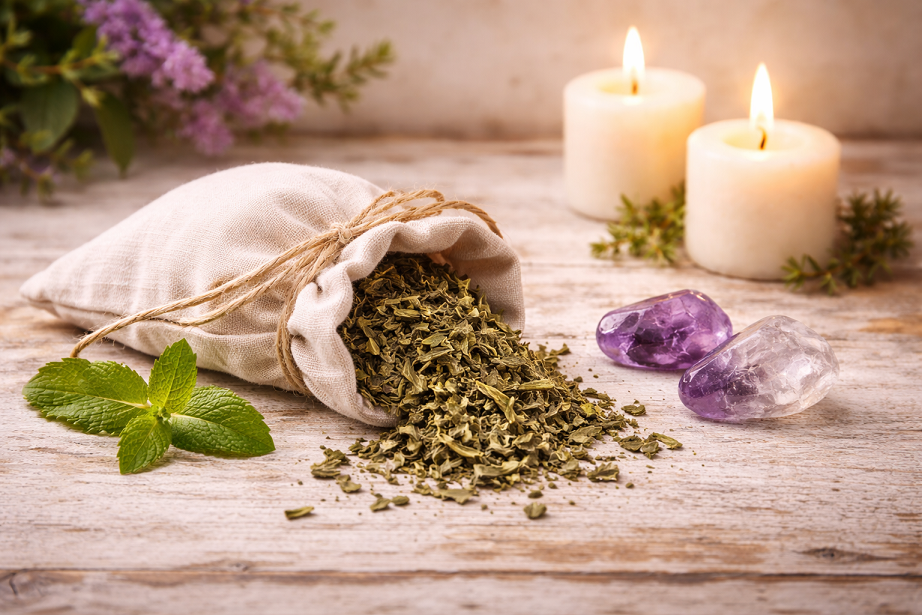 ingredients for a safe travel charm bag