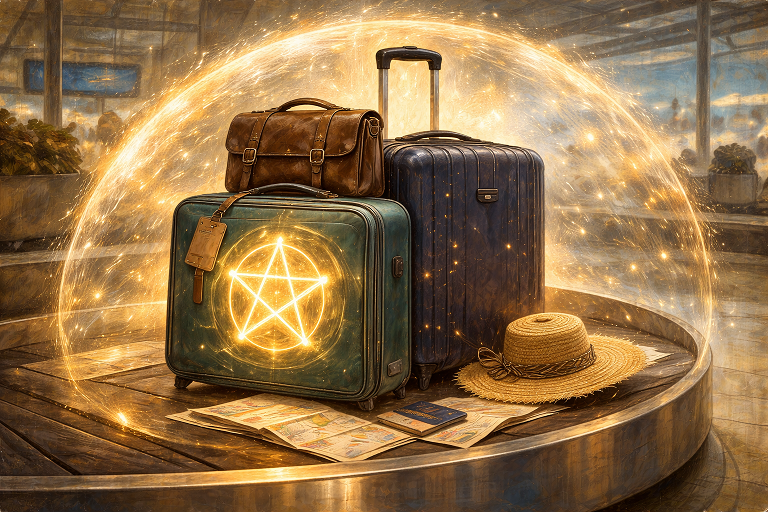 suitcases protected by pentagram travel spell