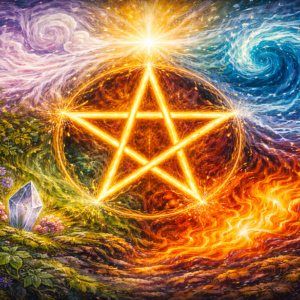 pentagram and 5 elements - fire earth water air spirit