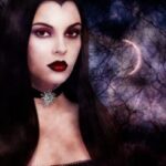 witch in front of waxing moon