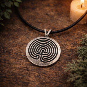 labyrinth protection pendant on table