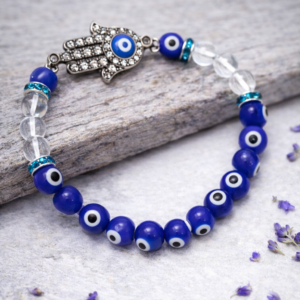 Evil Eye Quartz Bracelet with Hamsa Hand
