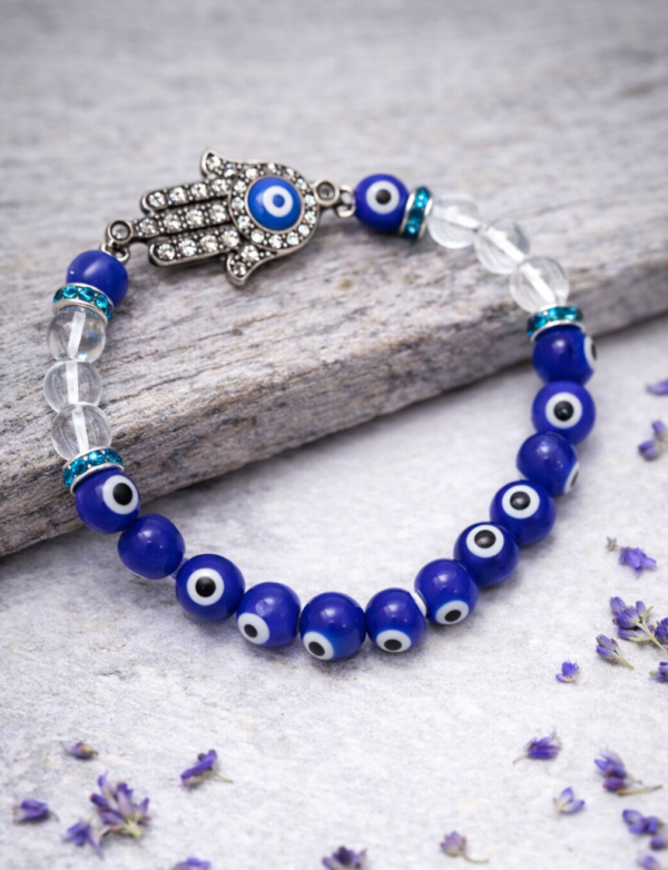 Evil Eye Quartz Bracelet with Hamsa Hand