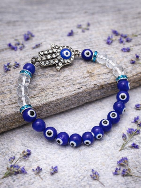 Evil Eye Quartz Bracelet with Hamsa Hand