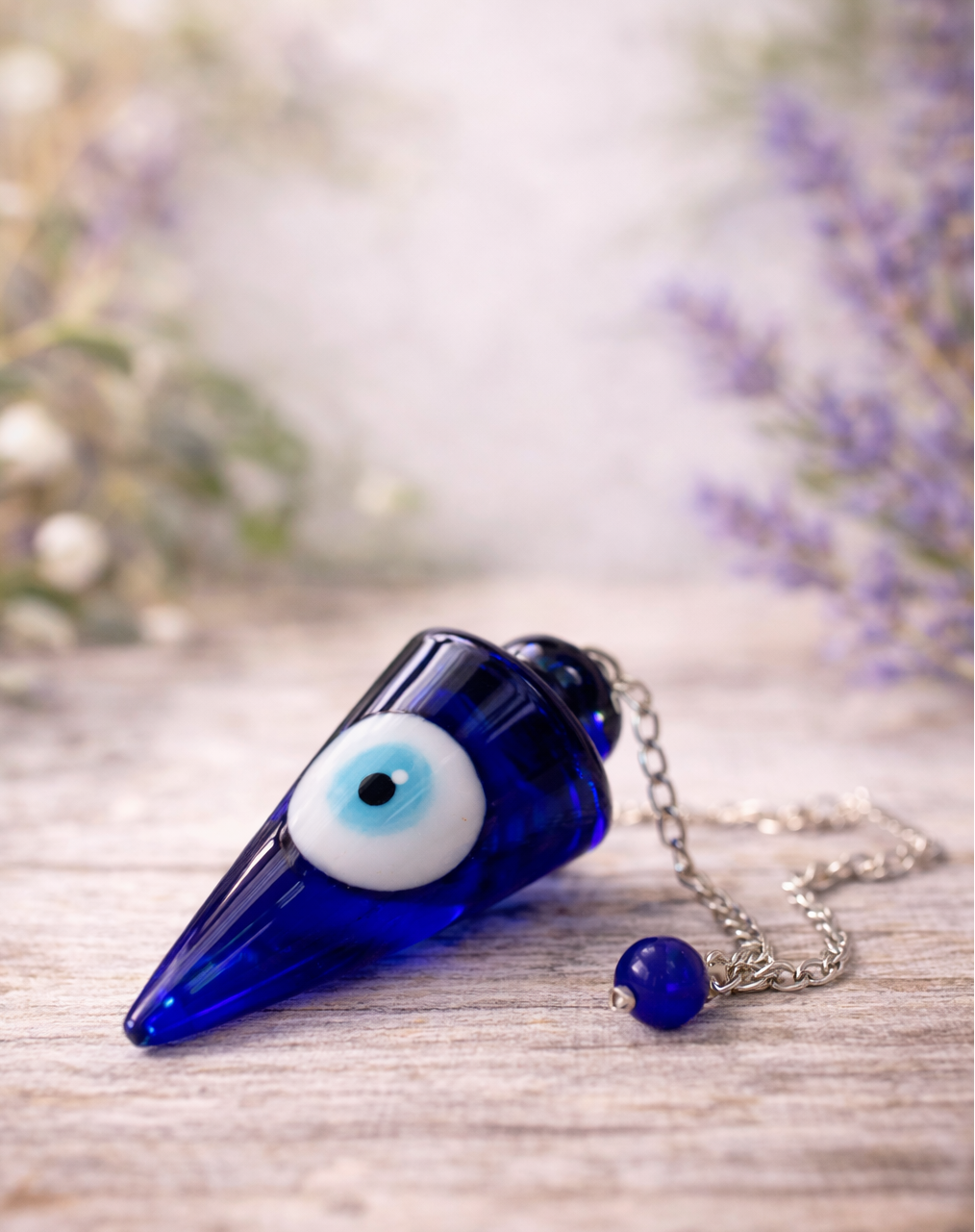 Blue Evil Eye Glass Divination Pendulum - Image 2