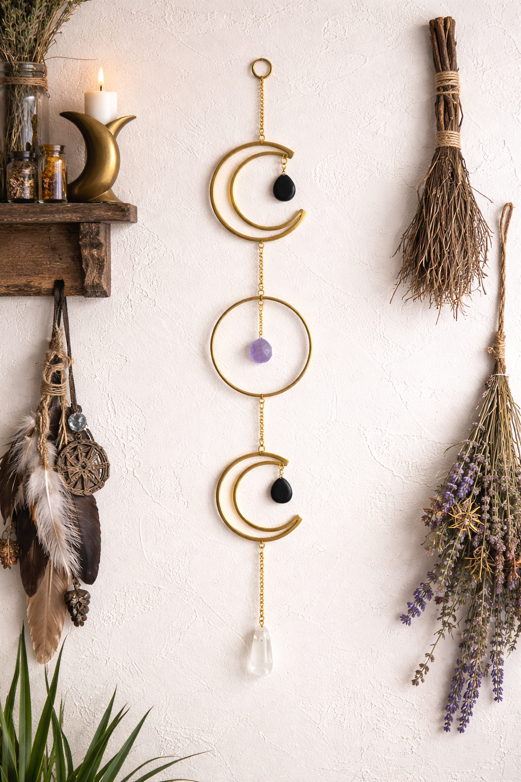 triple moon wall hanging
